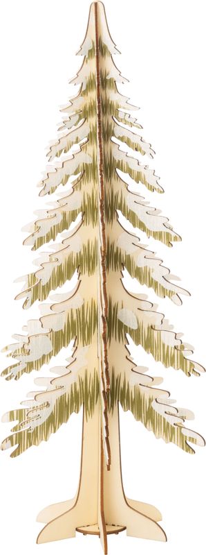 Printed wood collapsible table top fir trees, printed green and white boughs, 15 in  6