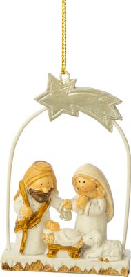 Painted resin holy family nativity ornament, 3.75in  6
