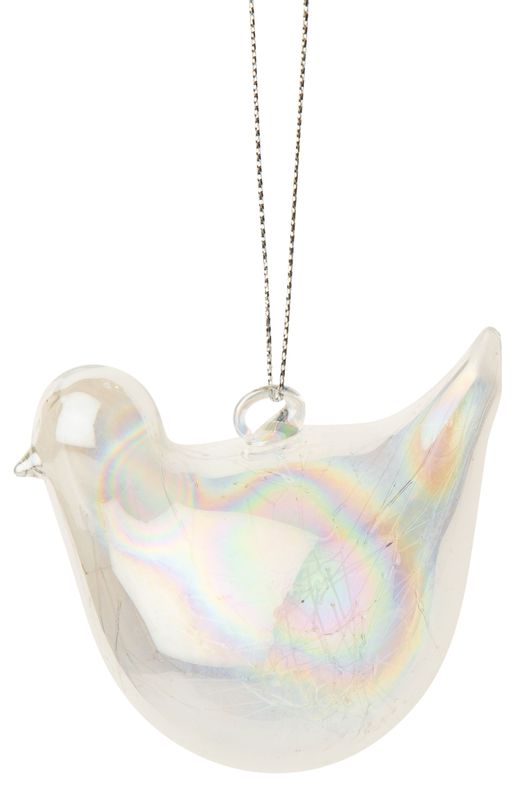 Clear iridescent glass bird with static interior, 3 in  12