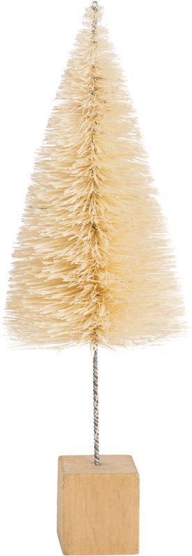 Natural bristle tree on wood block base, 9 in   12