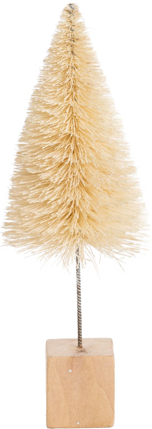 Natural bristle tree on wood block base, 7 in   12   