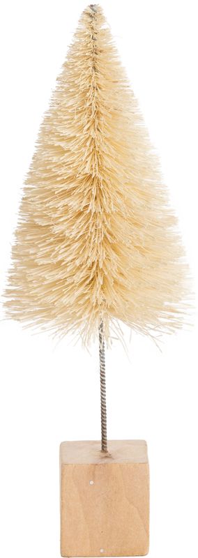 Natural bristle tree on wood block base, 7 in   12   