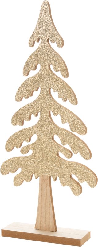 Wood table top tree with 2-sided champagne glitter finish, 19 in  4