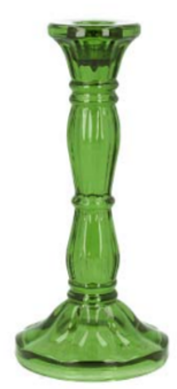 Green molded glass taper holder, 8 in  6