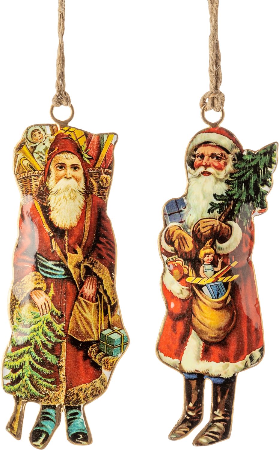2 Asst&#39;d artwork transfer Santa ornaments, 5 in  24
