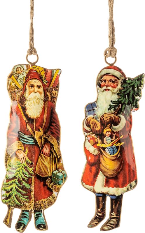 2 Asst&#39;d artwork transfer Santa ornaments, 5 in  24