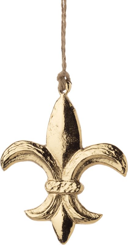 Cast metal fleur de lys ornament, gold, 3 in  12