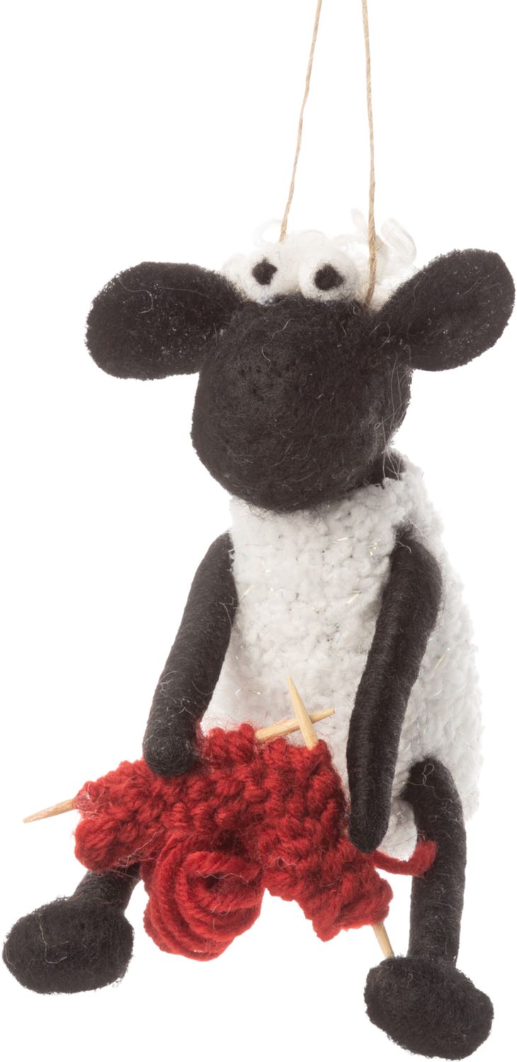 Felt black sheep knitting ornament, 4 in  6