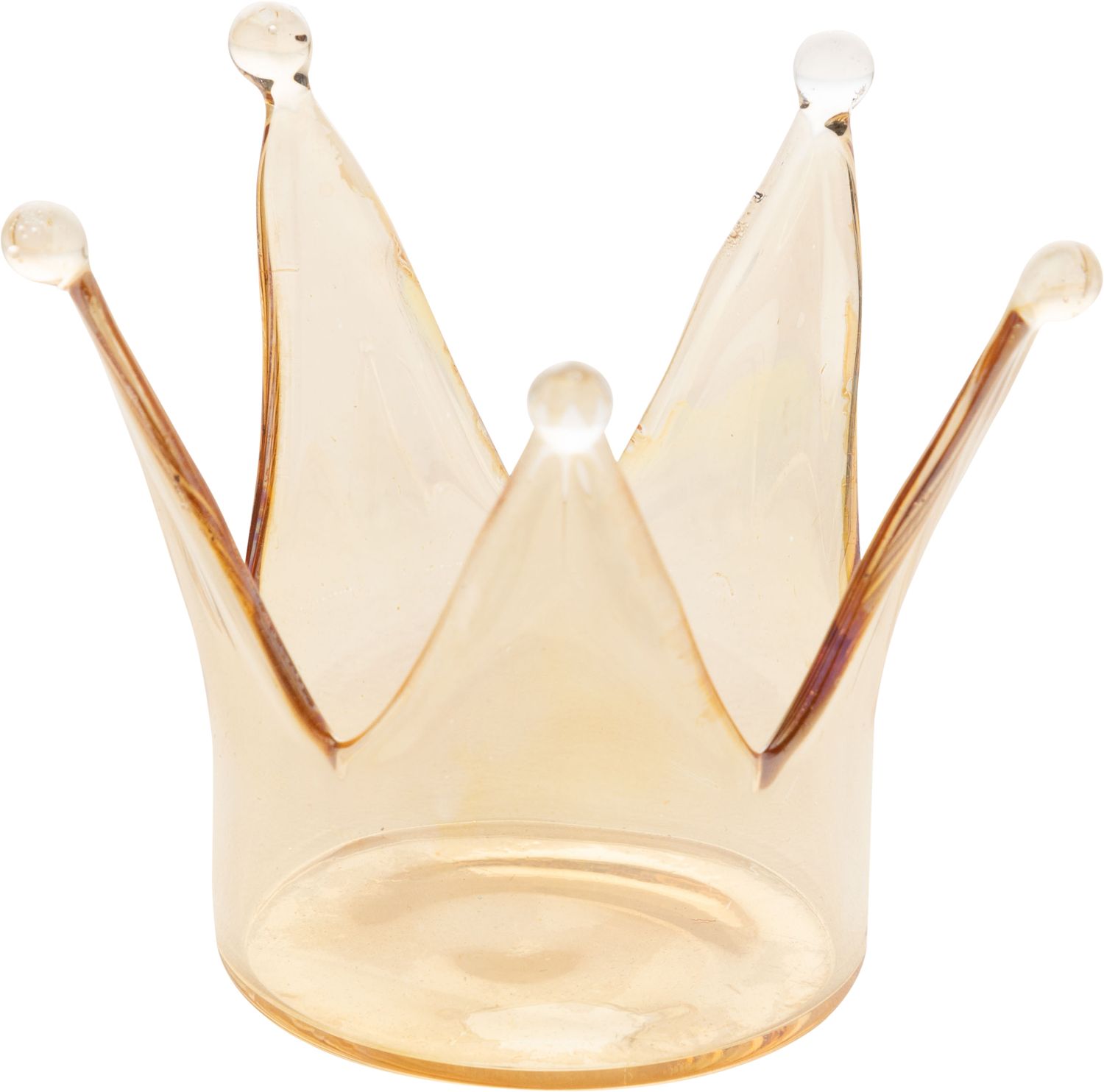 Glass crown tea light holder, translucent gold, 2.5 in  6