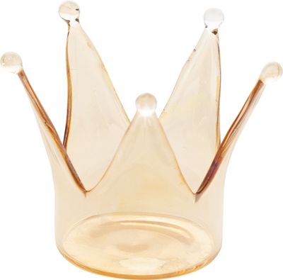 Glass crown tea light holder, translucent gold, 2.5 in  6