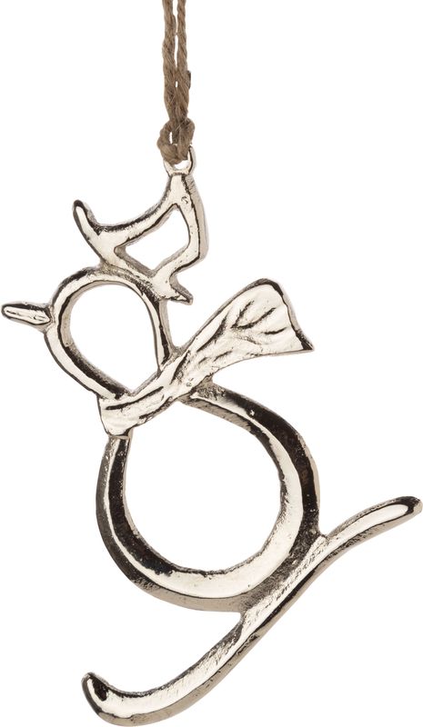 Cast metal skiing penguin silhouette ornament, silver, 4 in  12