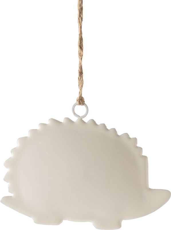 White enamel hedge hog ornament, 4 in   12