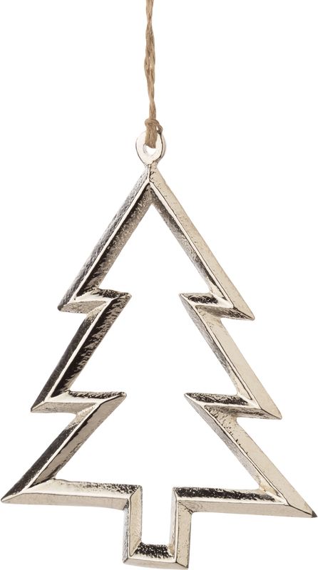 Cast metal tree outline ornament, silver, 4.75 in  12