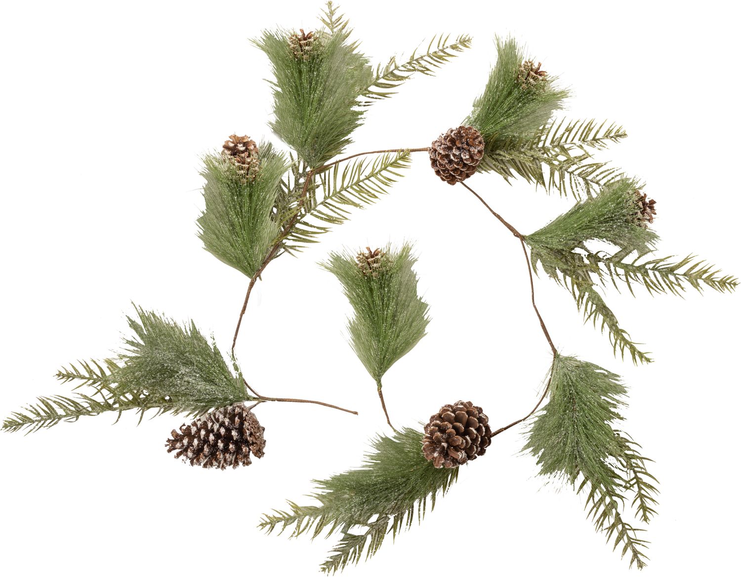 Faux frosted pine and natural pine cone garland, 60 in  4