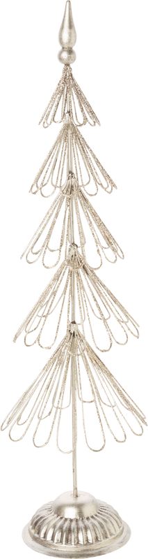 Wire loop tiered table top tree, silver with silver glitter finish, 20 in  2