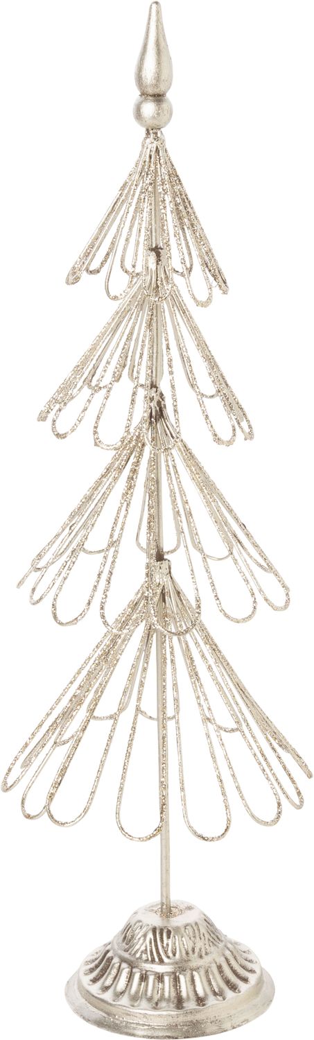 Wire loop tiered table top tree, silver with silver glitter finish, 15 in  2