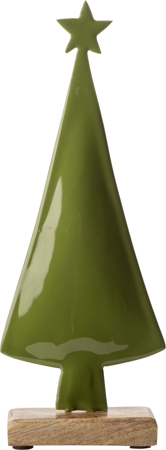 Green enamel metal tree table piece, 10 in  4