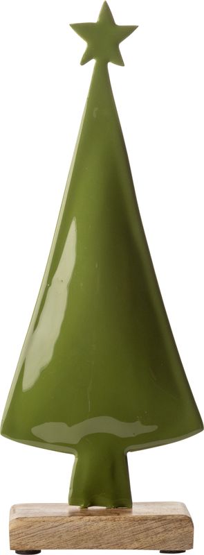 Green enamel metal tree table piece, 10 in  4