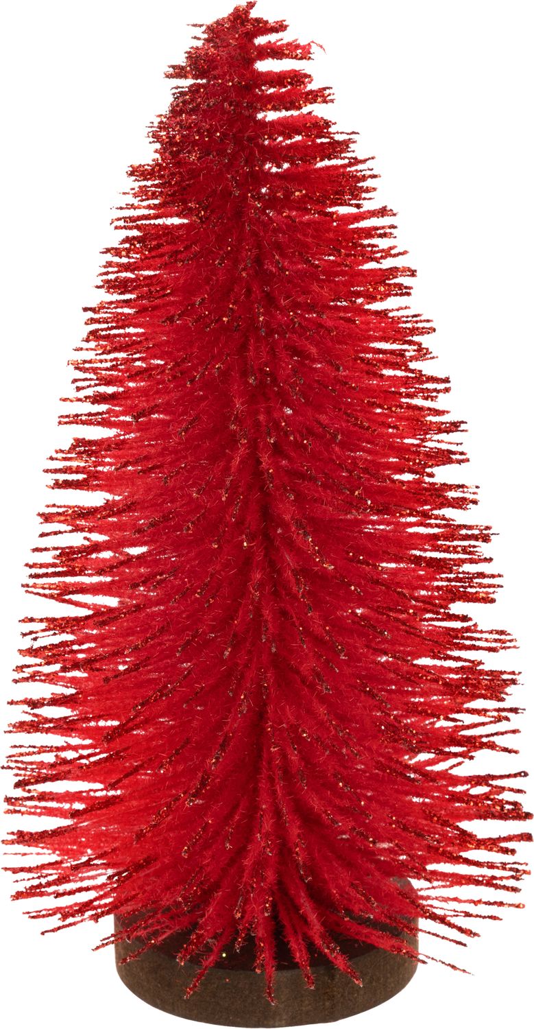 Red flock and glitter finish bristle tree, 8.5 in  6