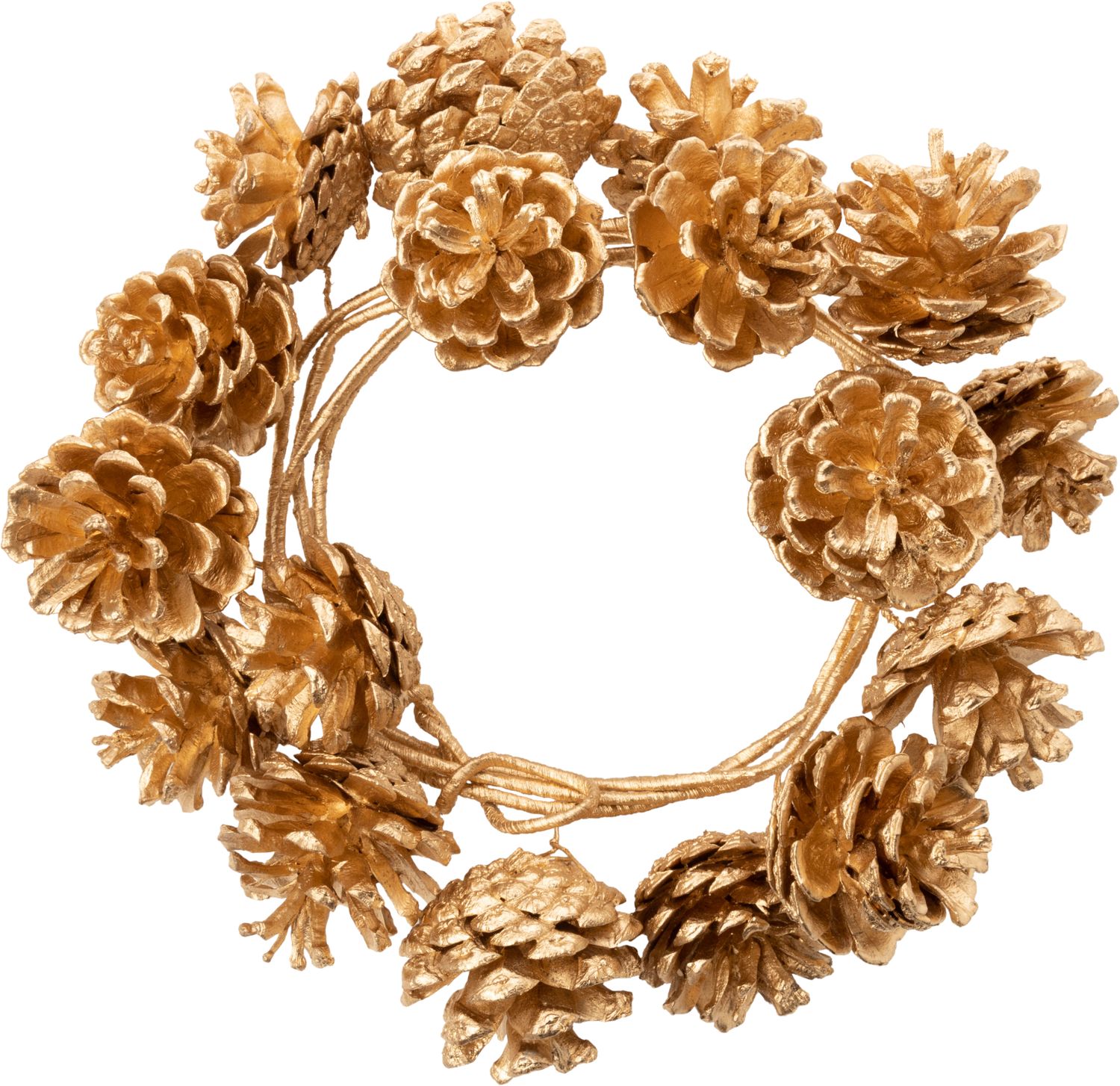 Gold pine cone garland on wrapped wire base, 60 in  12
