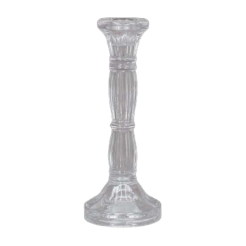 Clear molded glass taper holder, 8 in  6