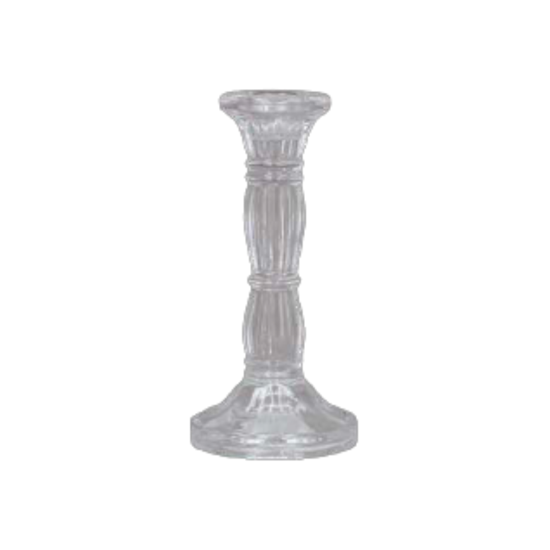 Clear molded glass taper holder, 6 in  6