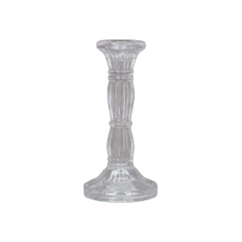 Clear molded glass taper holder, 6 in  6