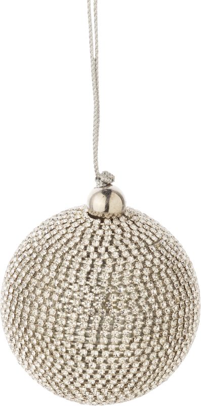 Brilliant cut clear rhinestone wrapped silver ball ornament, 2.5 in  6