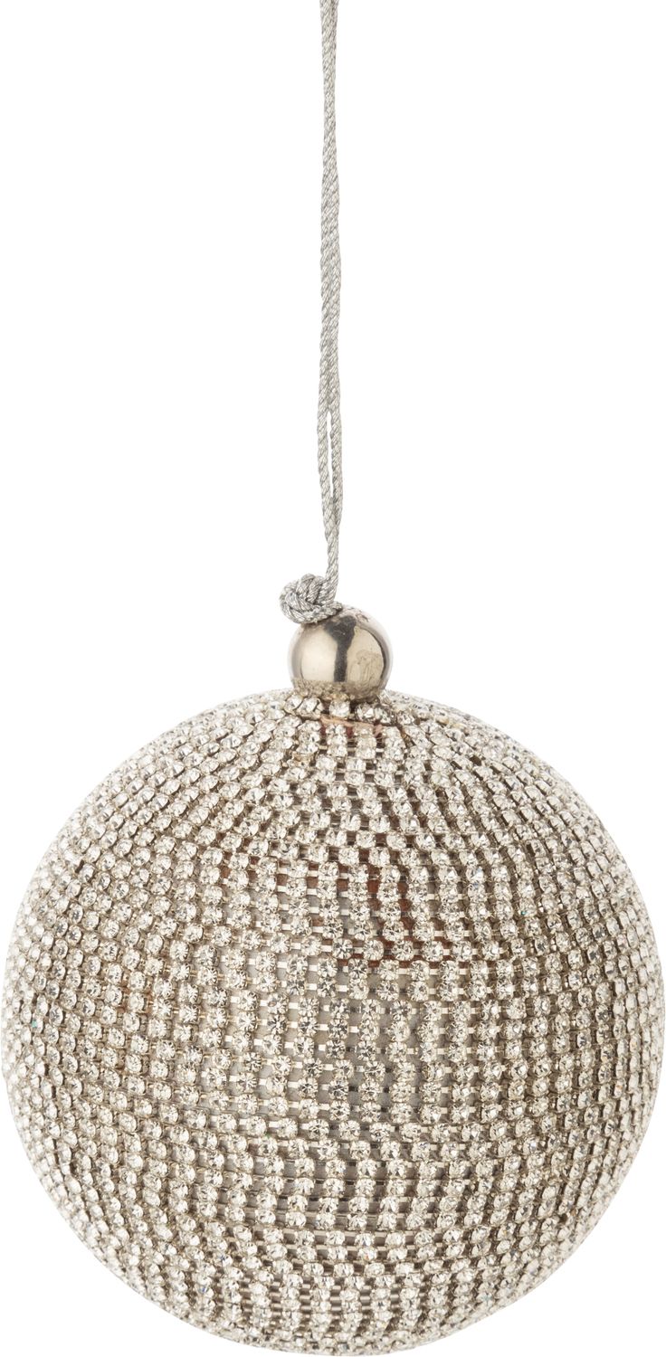 Brilliant cut clear rhinestone wrapped silver ball ornament, 3 in  6