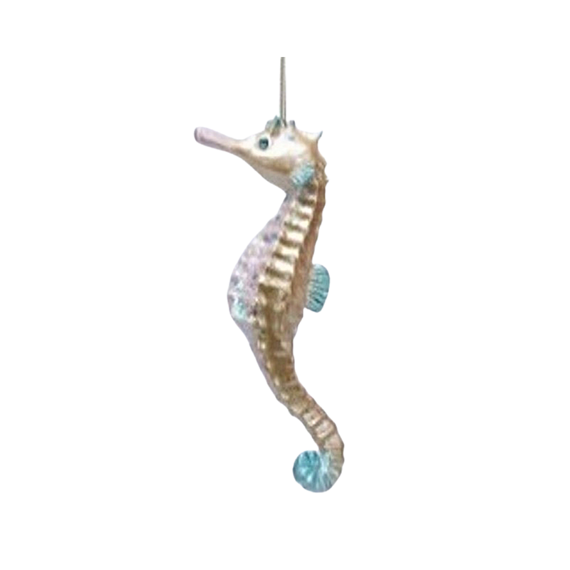 Painted resin seahorse ornament, 6 in  6