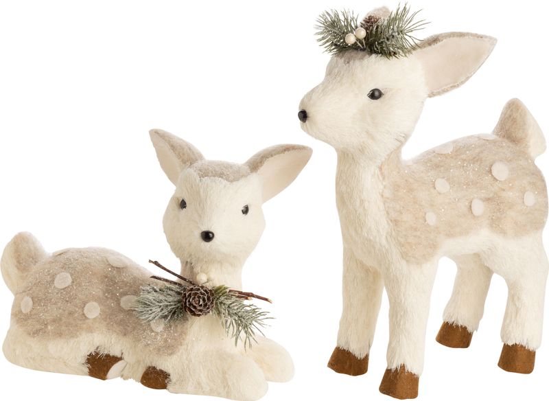 2 Asst&#39;d grass and felt reindeer table pieces with greenery trim, 8.5 ~ 11.5 in  4