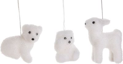 3 Asst&#39;d white flock covered baby animal ornaments, 2.5~3 in  24