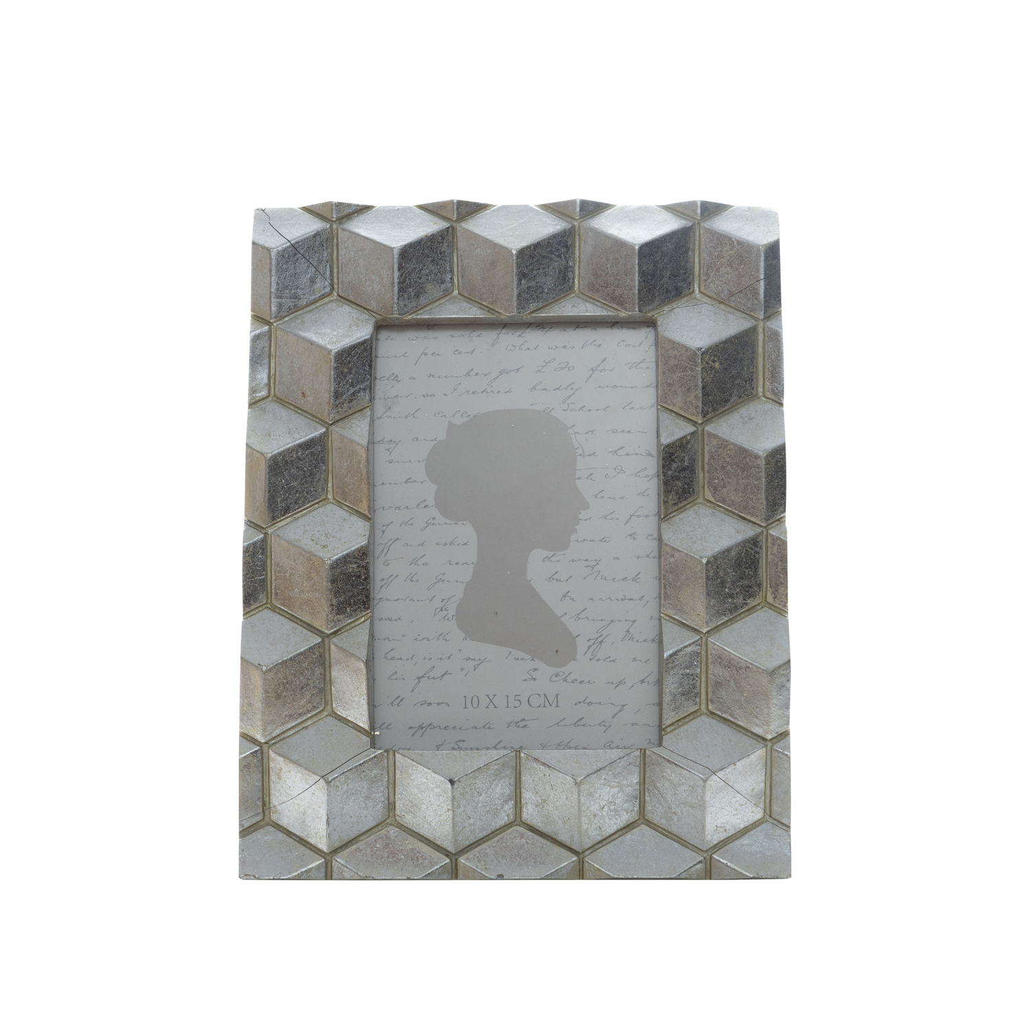 Silver cube pattern frame, resin holds 4x6 in photo  4           
