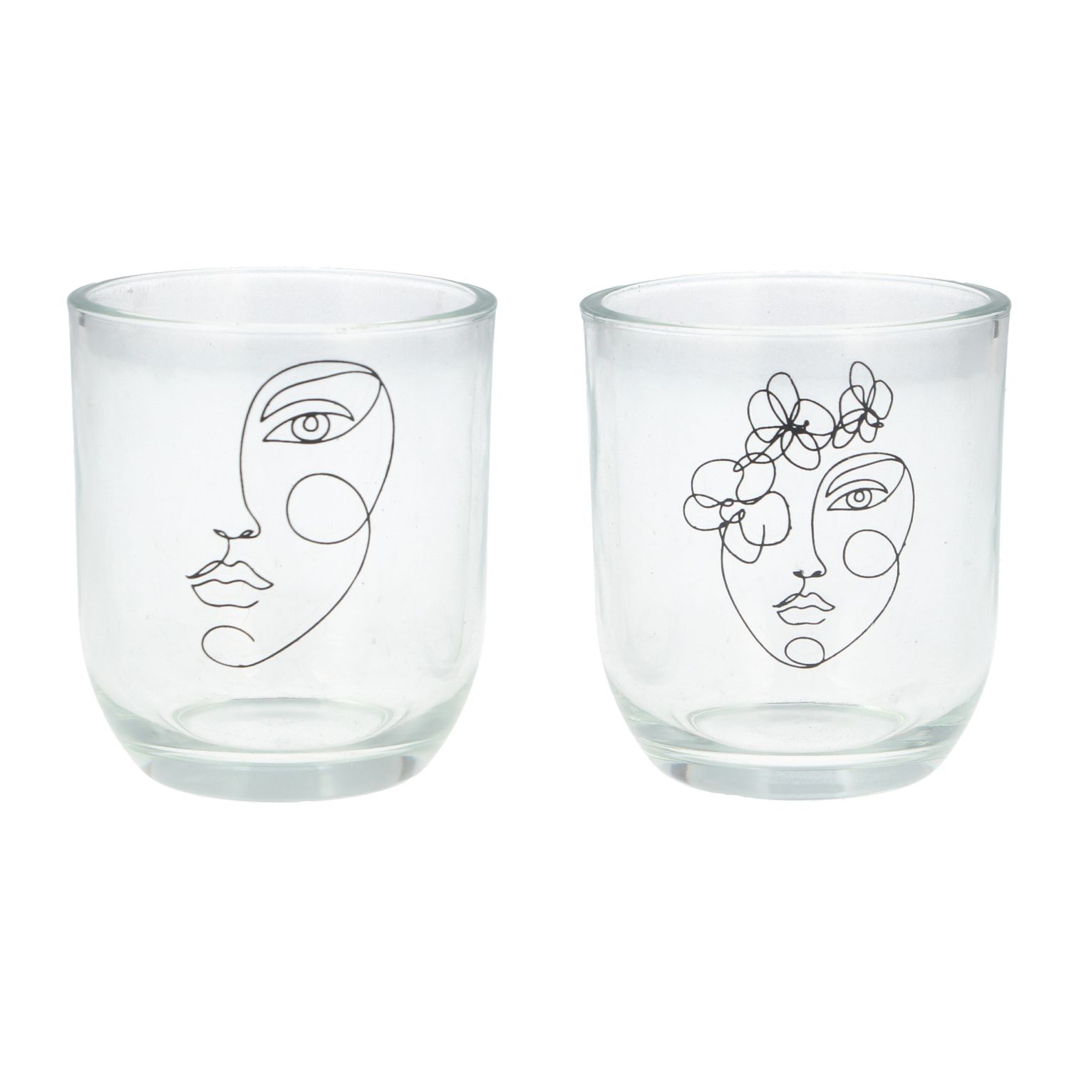 2 Asst&#39;d modernist clear glass T-Lite holder  24           