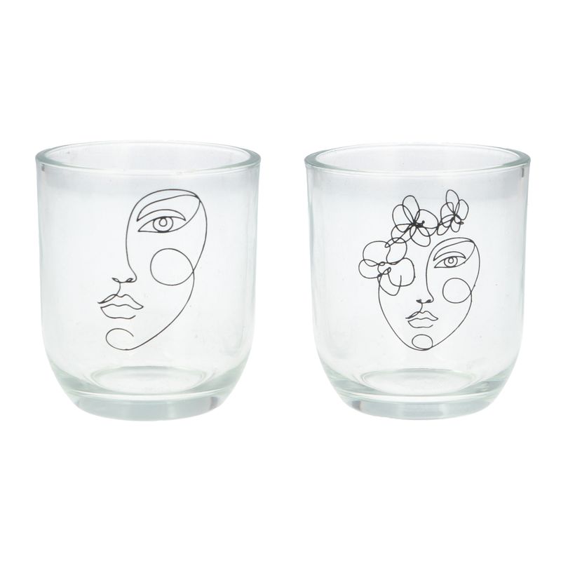 2 Asst&#39;d modernist clear glass T-Lite holder  24           