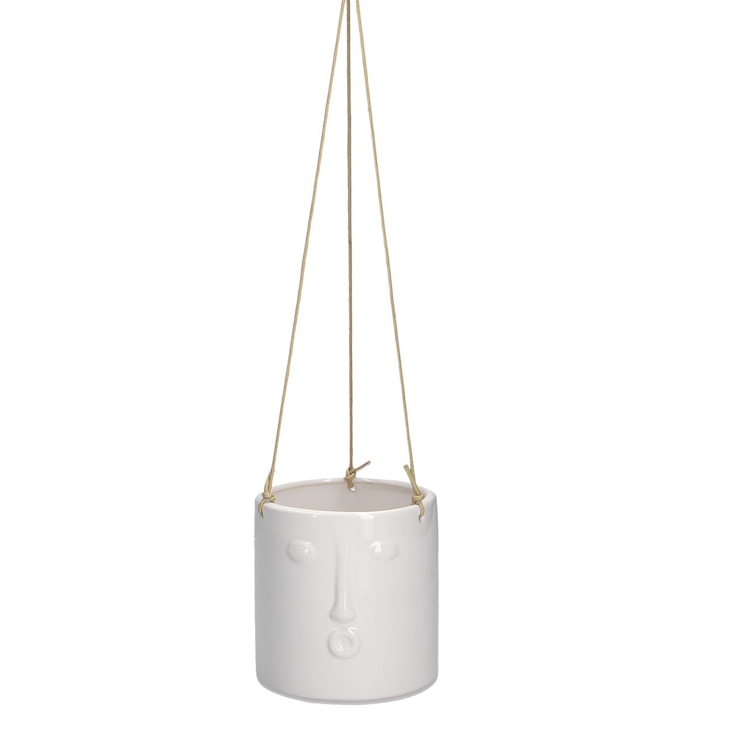 White face ceramic hanging mini pot cover, 4.7x4.37x4.75 in  6              