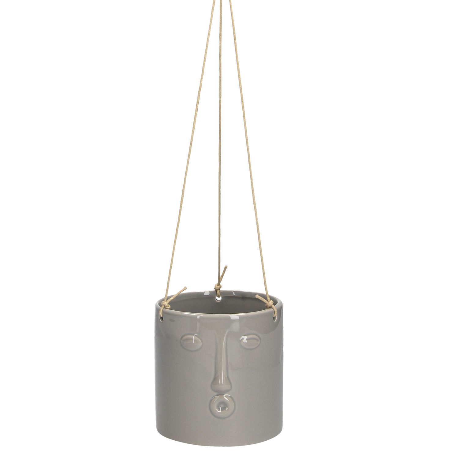Grey face ceramic hanging mini pot cover, 4.7x4.37x4.75 in  6              