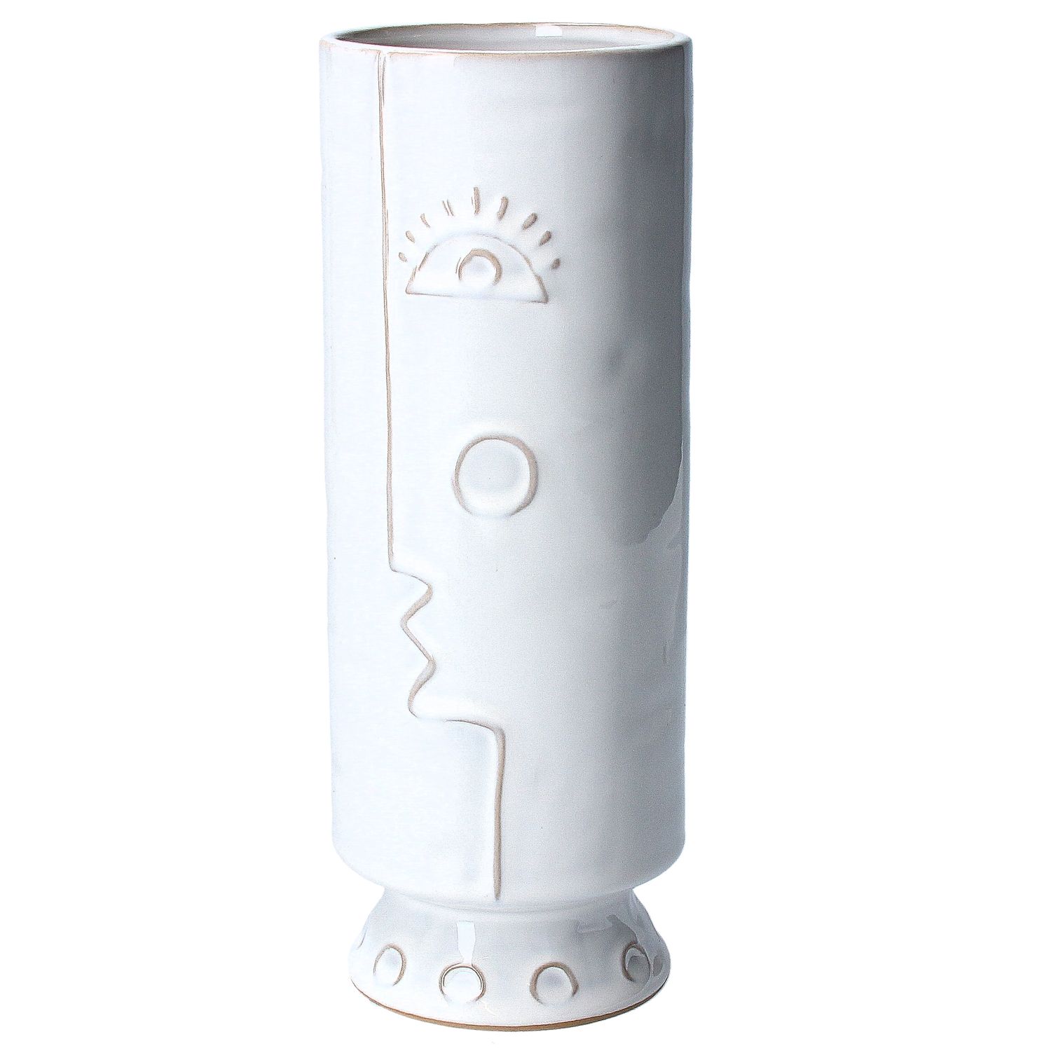 White profile ceramic decorative vase, sml, 4x4x10.5 in  4           