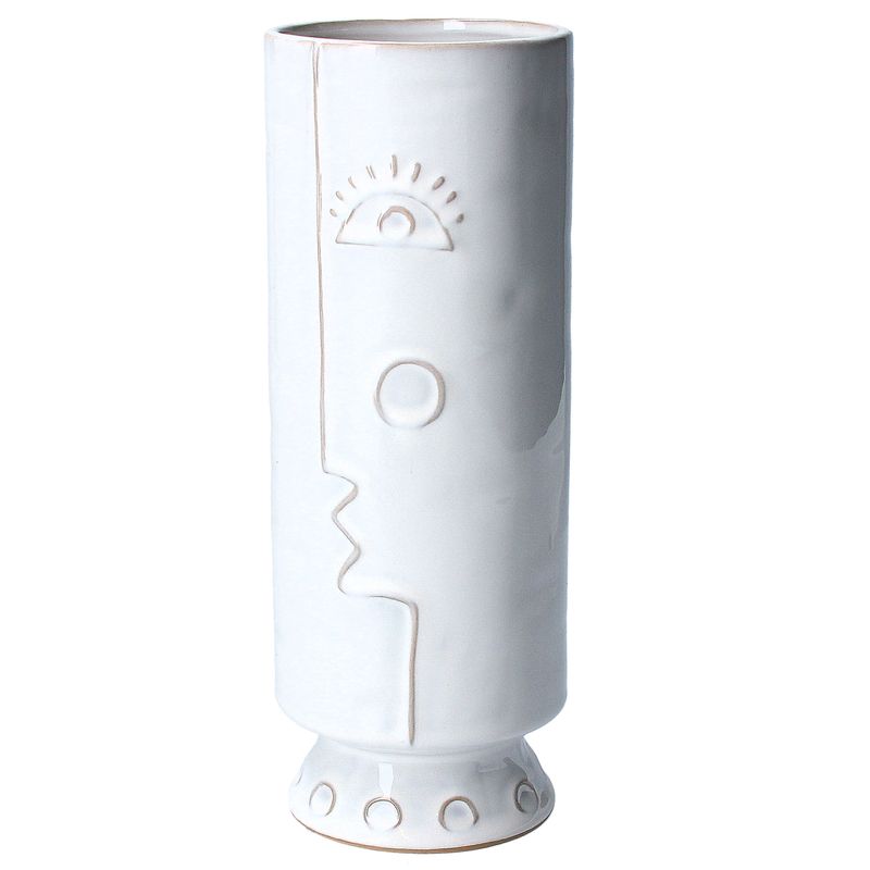 White profile ceramic decorative vase, sml, 4x4x10.5 in  4           