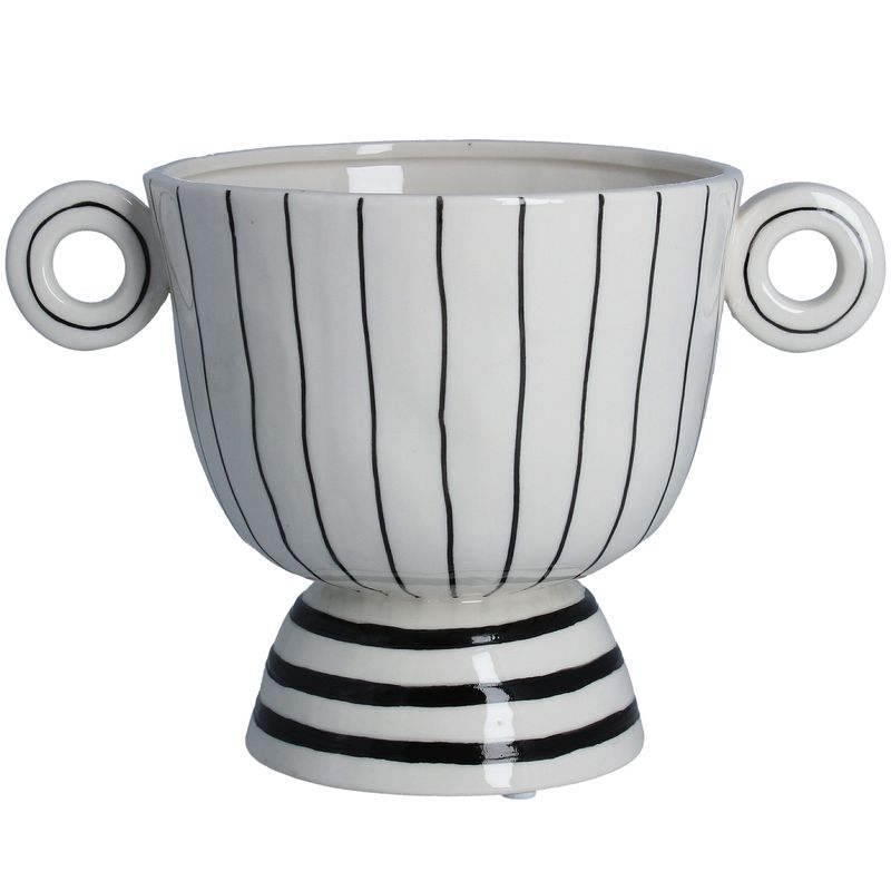Striped Porcelain Trophy Ornament Pot 5.25x8.25x5.75in  3           