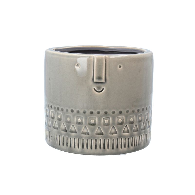 Grey Face Ceramic Pot Cover, Lrg 5.5x5.5x5in  4           