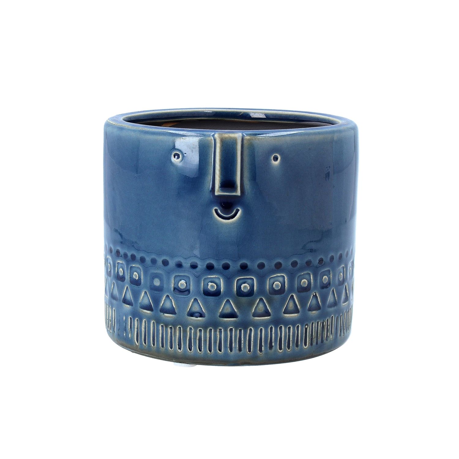 Navy Face Ceramic Pot Cover, Lrg 5.5x5.5x5in  4           