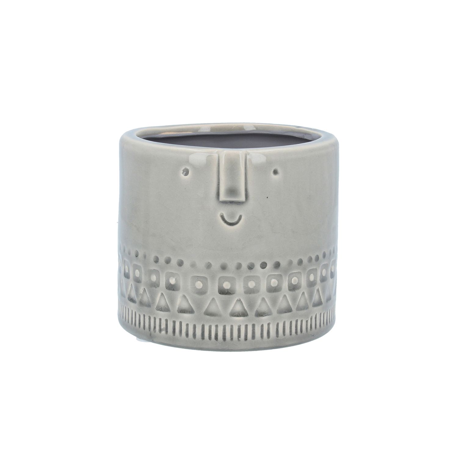 Grey Face Ceramic Pot Cover, Sml 4.75x4.75x4in  4           