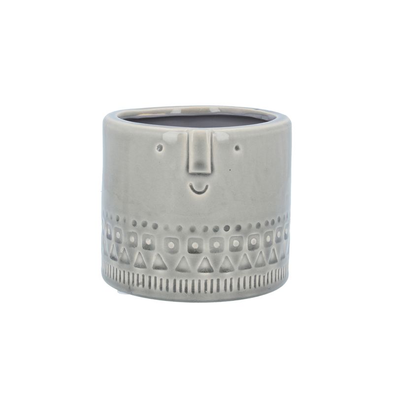 Grey Face Ceramic Pot Cover, Sml 4.75x4.75x4in  4           