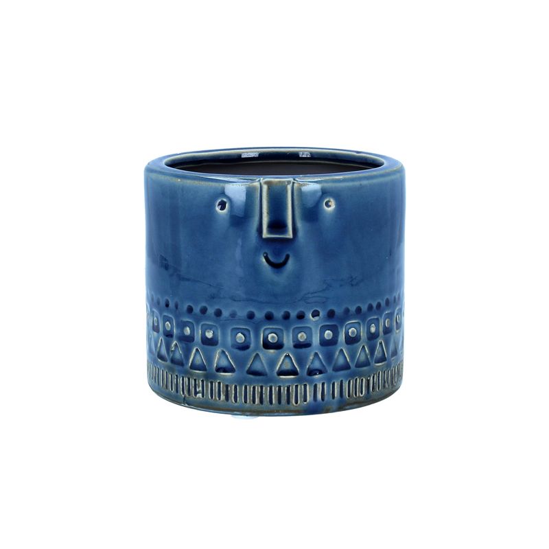 Navy Face Ceramic Pot Cover, Sml 4.75x4.75x4in  4           