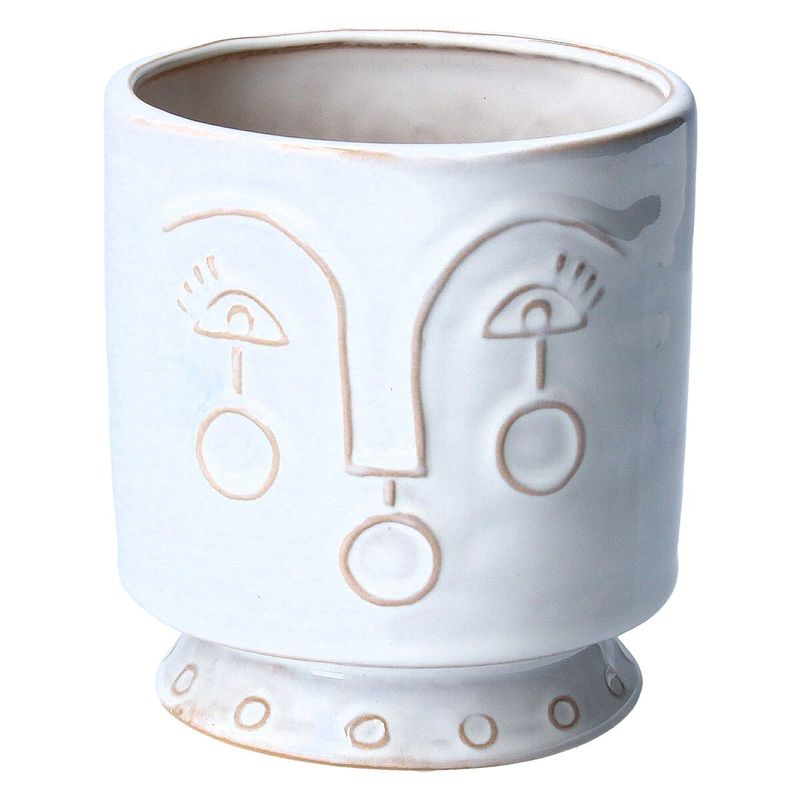 White profile ceramic pot cover, sml 4.8x4.4x4.4in  4           