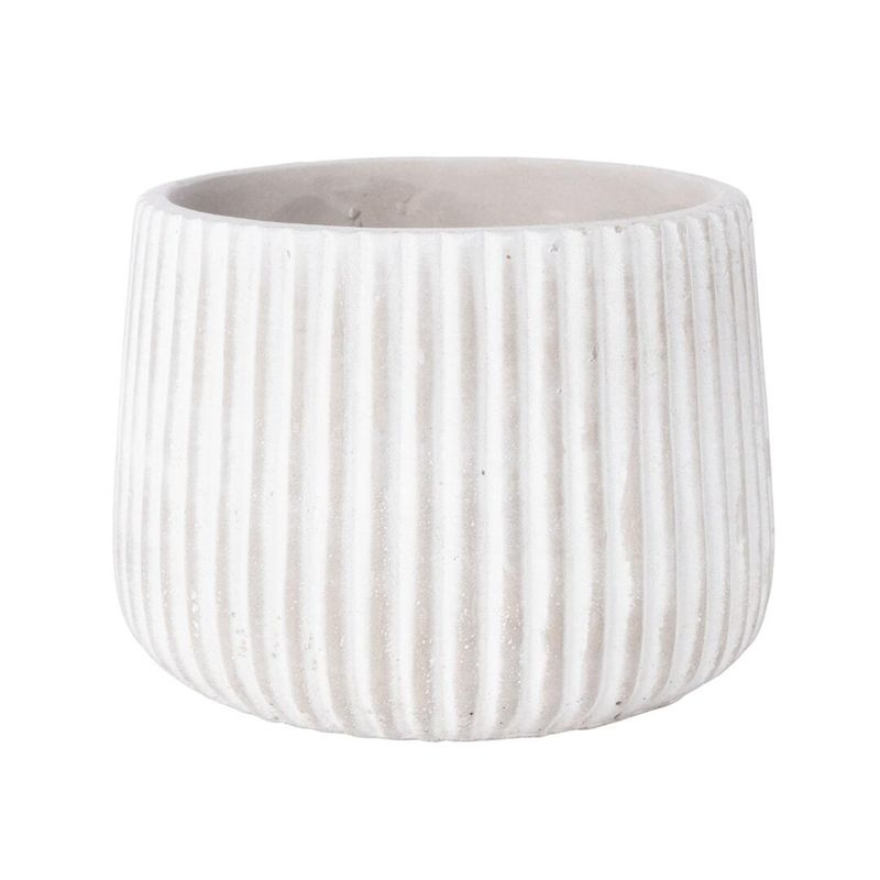 Ribbed Stone Effect Pot Cover, Lrg 5.5x7.5x7.5in  4           