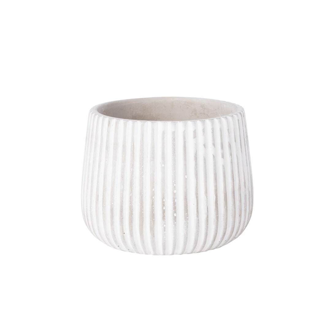 Ribbed Stone Effect Pot Cover, Sml 4x5.5x5.5in  4           