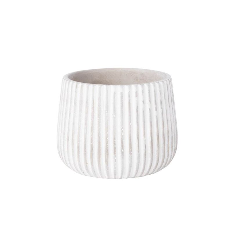 Ribbed Stone Effect Pot Cover, Sml 4x5.5x5.5in  4           