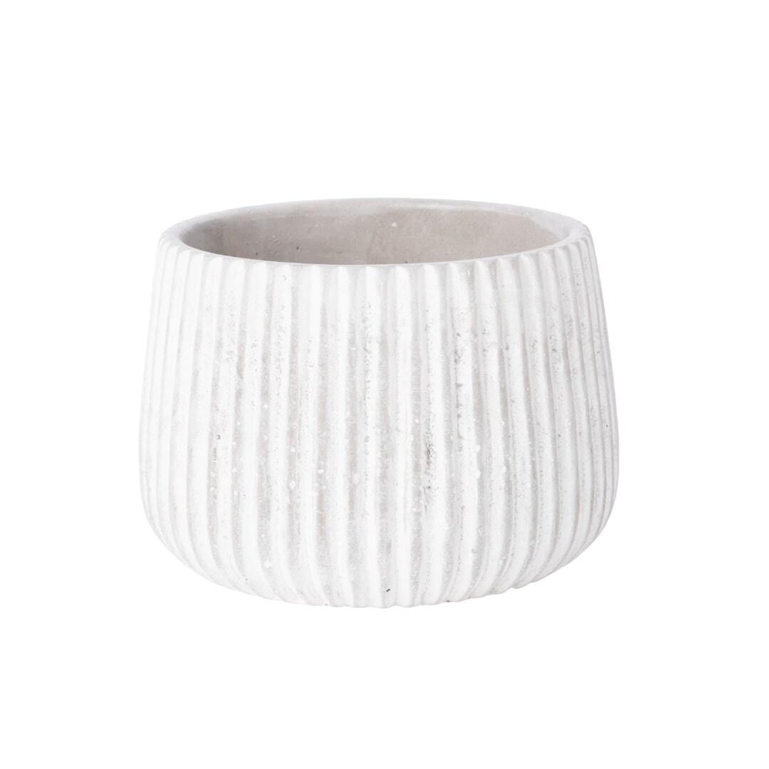 Ribbed Stone Effect Pot Cover, Med 4.4x6.5x6.5in  4           